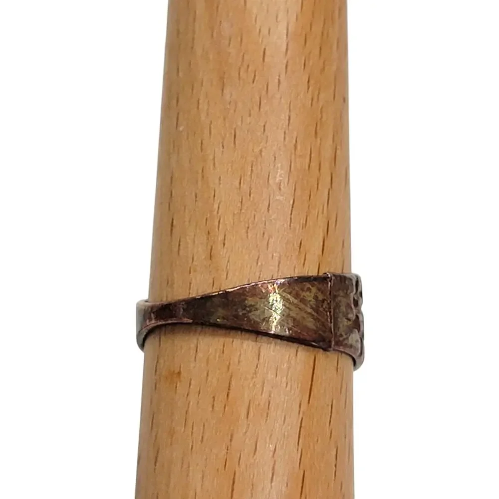 Vintage Brutalist Copper Bronze Ring Band Textured Modernist Studio Size 8